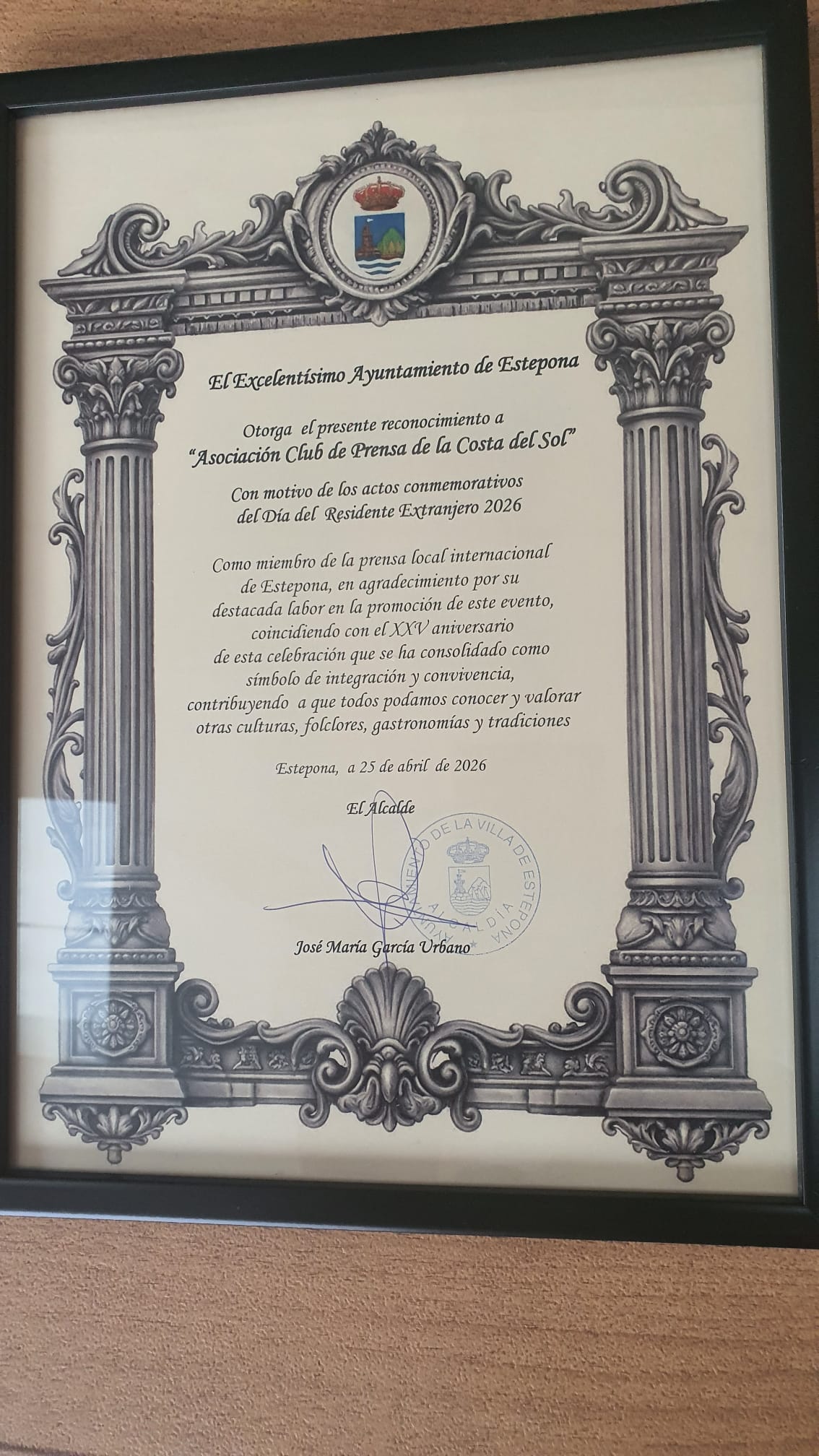 Estepona Town Hall Recognises Costa Press Club — photo 3